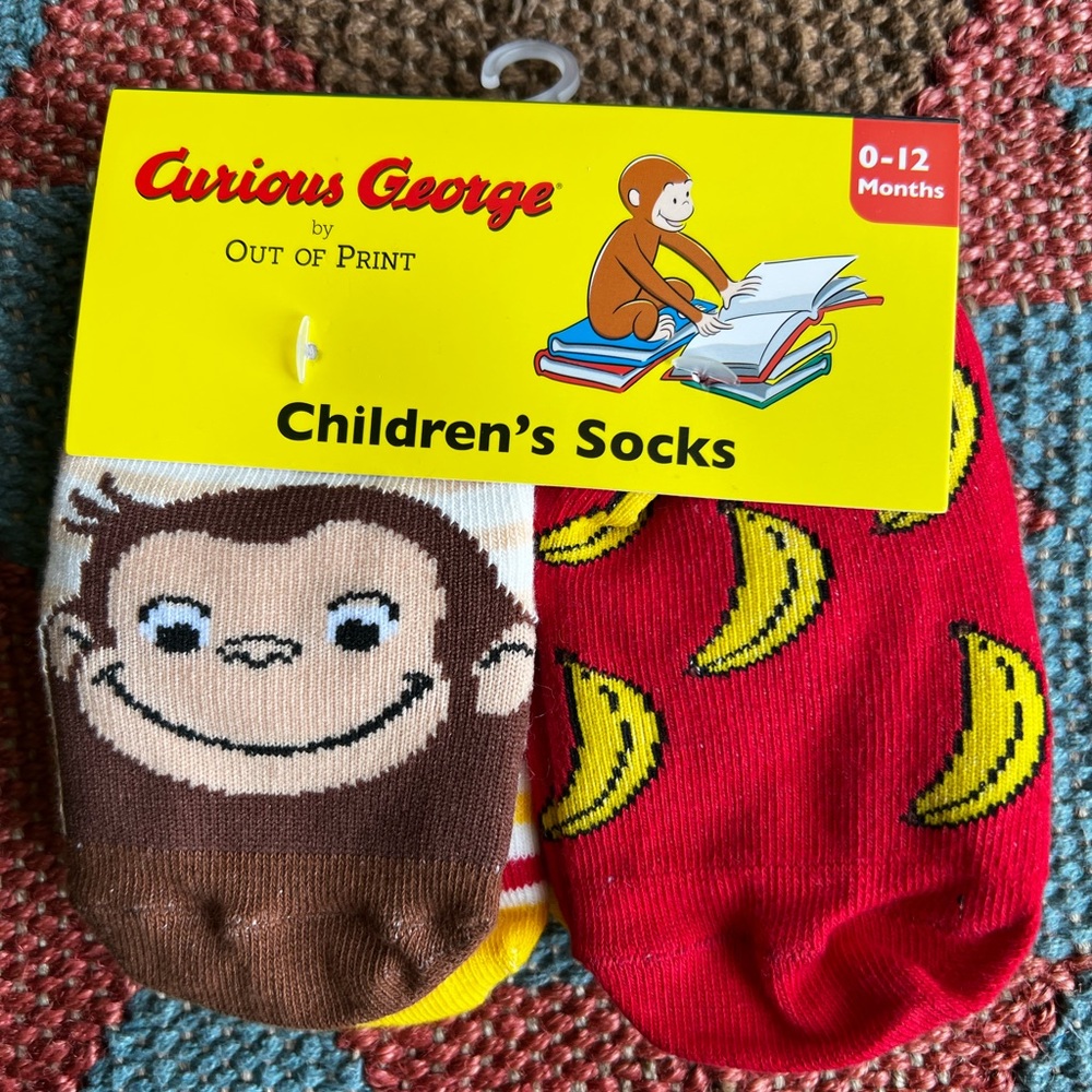 Curious George by Out of Print Infant Toddler Socks - NEW